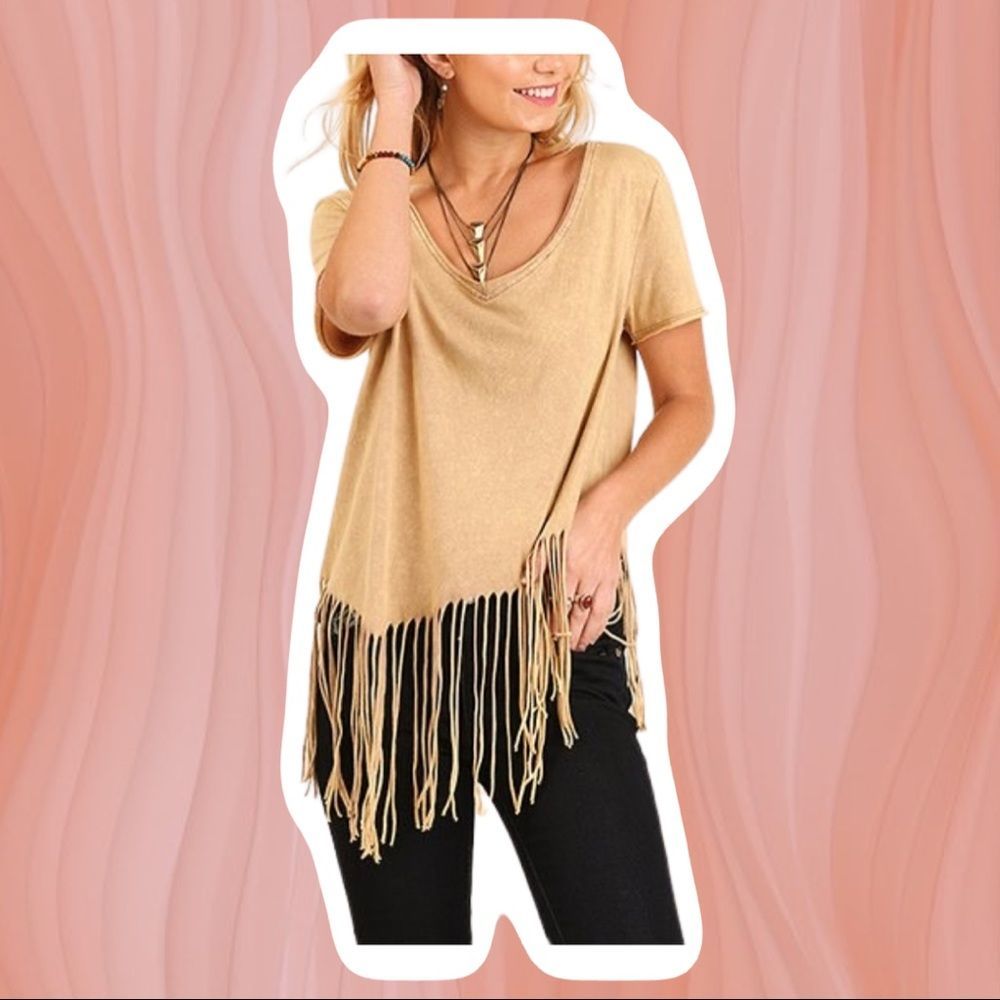 Umgee Scoop Neck Fringe Tunic